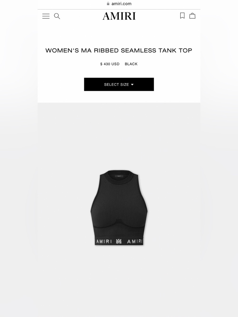 AMIRII SEAMLESS CROP TOP RIBBED NWT MED/LARGE AUTHENTIC